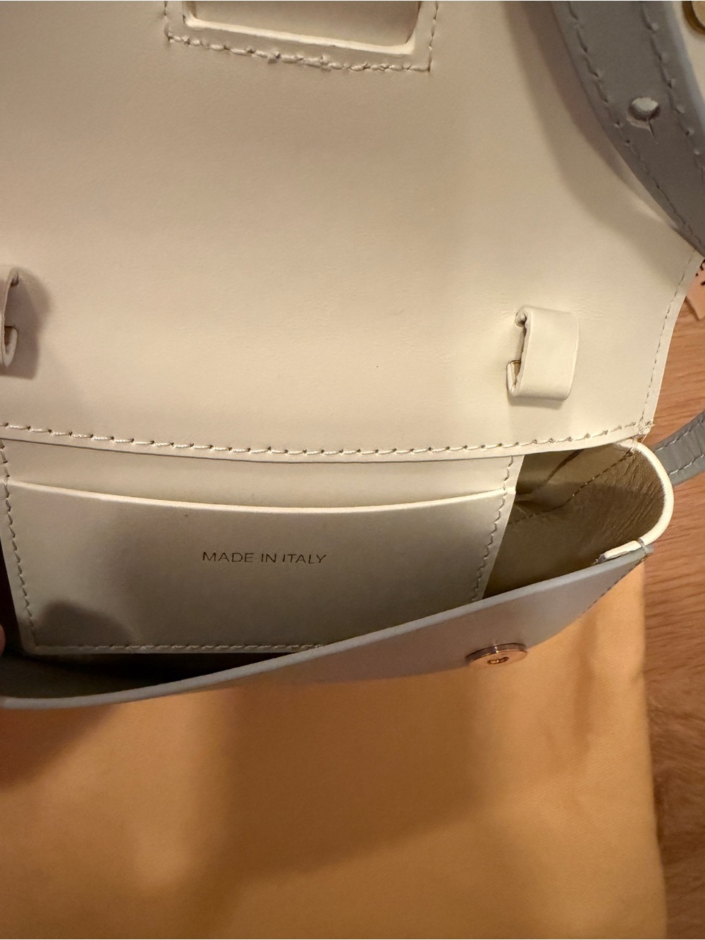 Wandler Light Blue and White Mini Saddle Crossbody - Picture 5 of 7